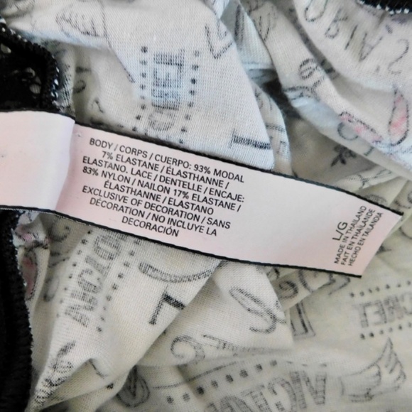 VICTORIA’S SECRET Black Floral Lace Script Print Chemise Gown Nightgown Large - Picture 10 of 12